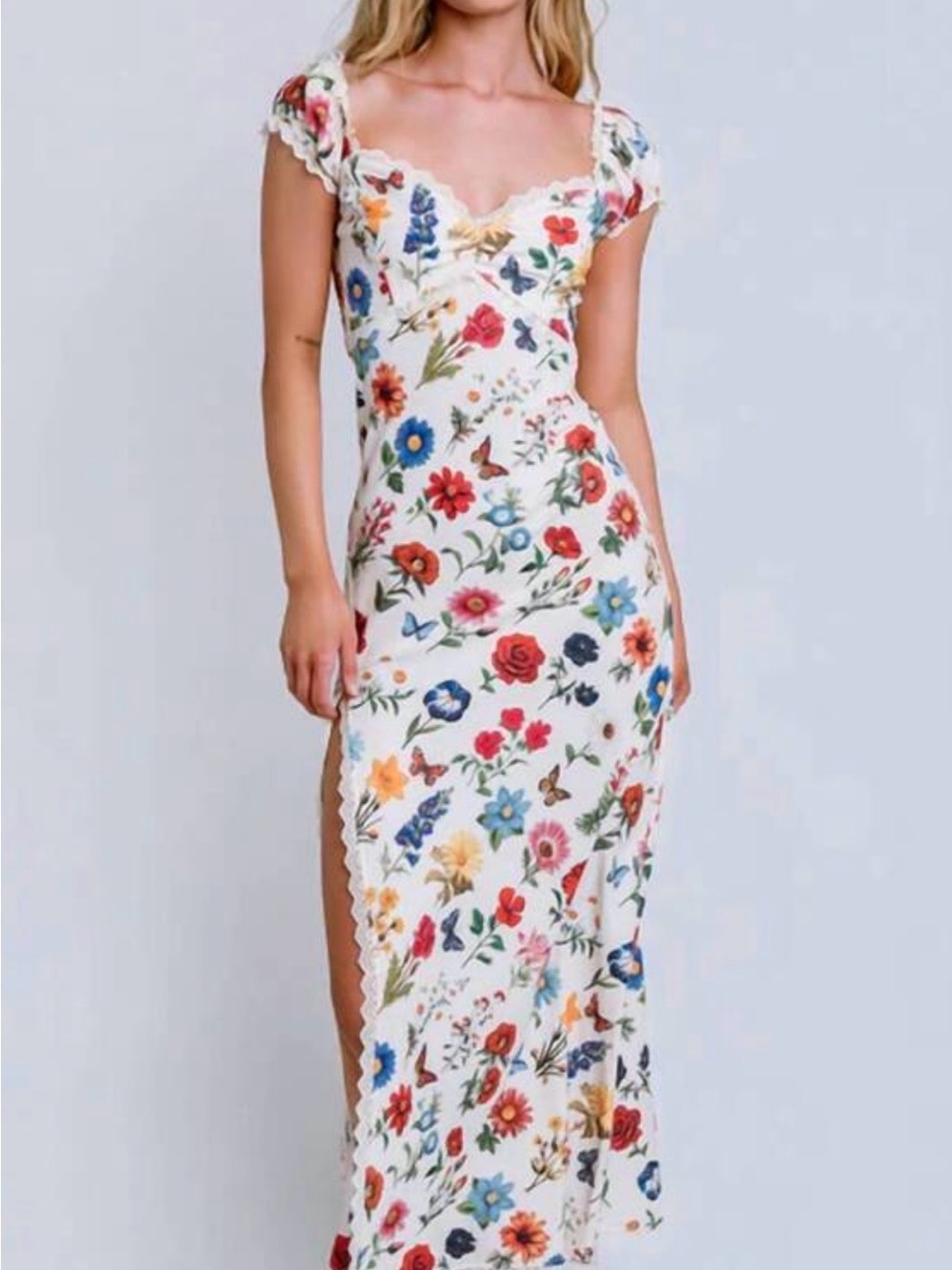 Show Me Your MuMu Cream Maxi Dress with Multicolor Floral Print - Picture 3 of 5